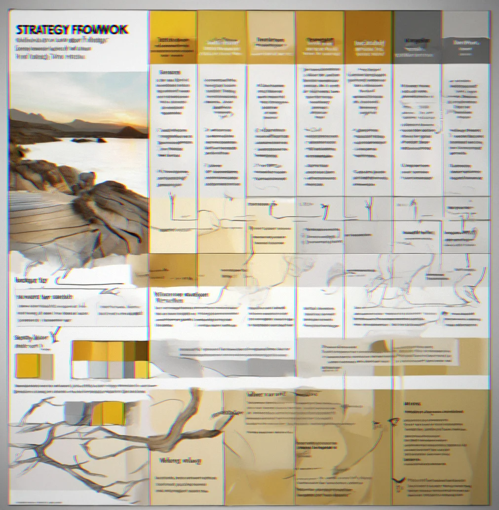 Strategy framework connecting business objectives to visual design decisions